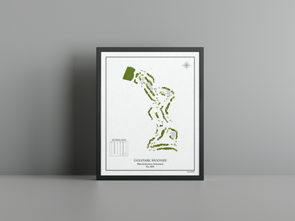 Golfpark Moossee golf course print, white frame