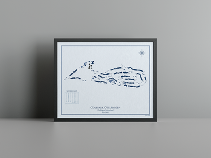 Golfpark Otelfingen golf course print, blue frame