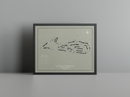 Golfpark Otelfingen golf course print, brown frame