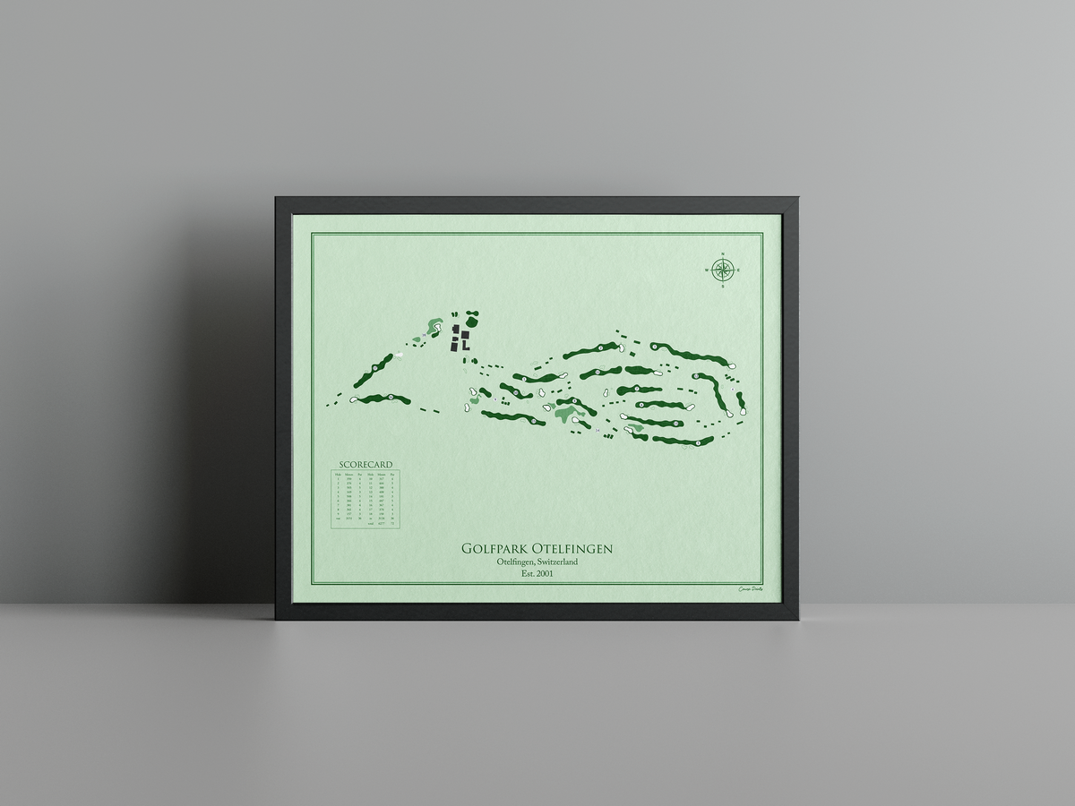 Golfpark Otelfingen golf course print, green frame