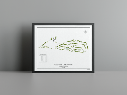 Golfpark Otelfingen golf course print, white frame