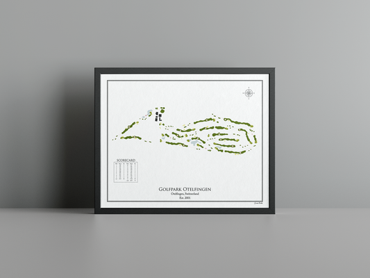 Golfpark Otelfingen golf course print, white frame
