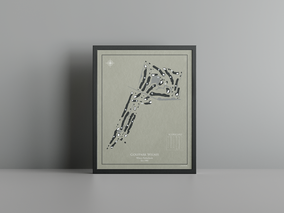 Golfpark Wilnis golf course print, brown frame