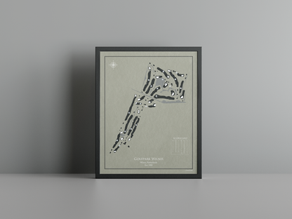 Golfpark Wilnis golf course print, brown frame