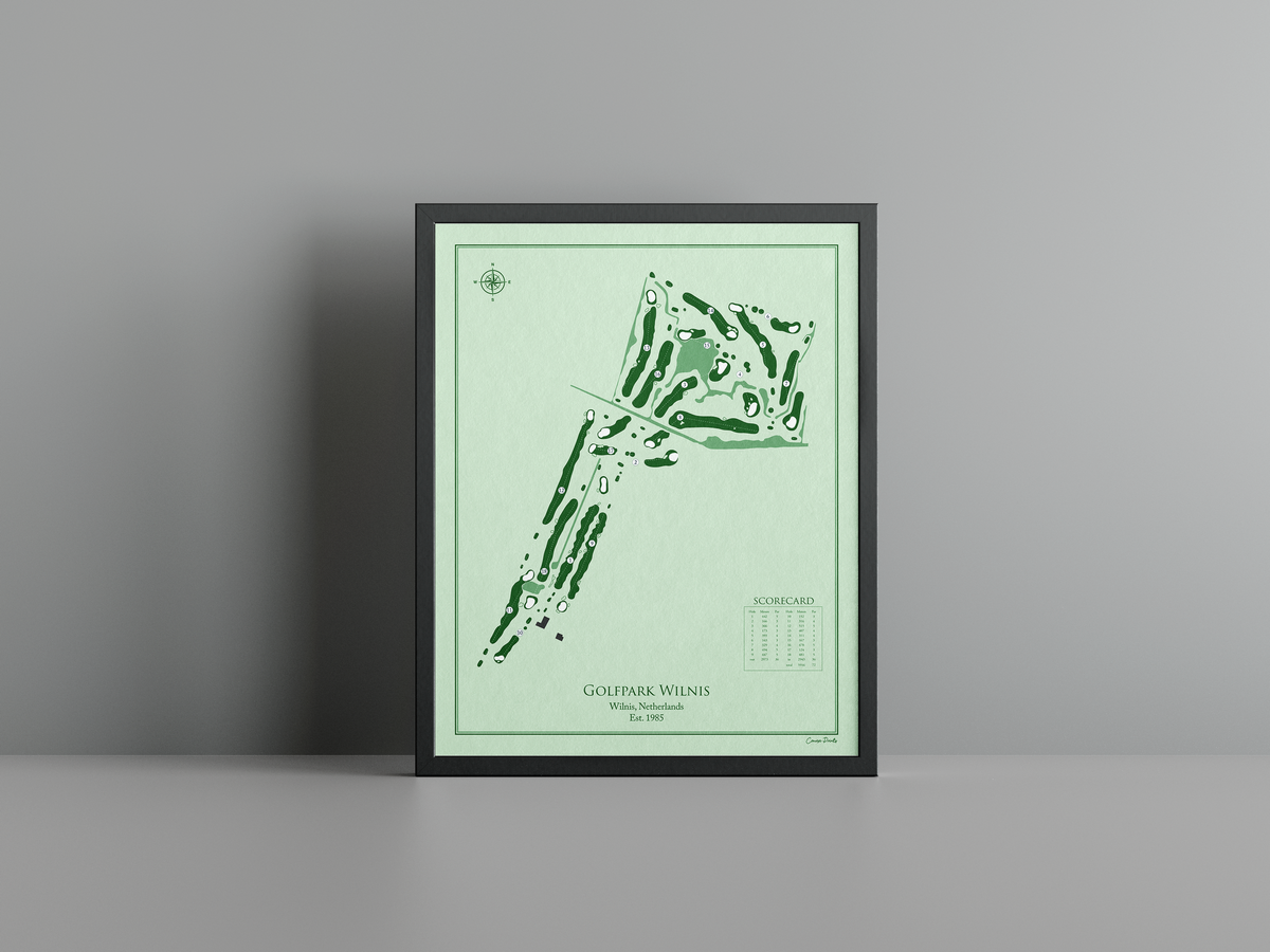 Golfpark Wilnis golf course print, green frame