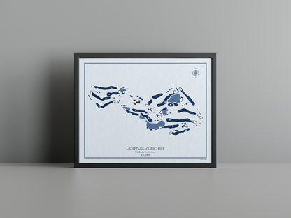 Golfpark Zurichsee golf course print, blue frame