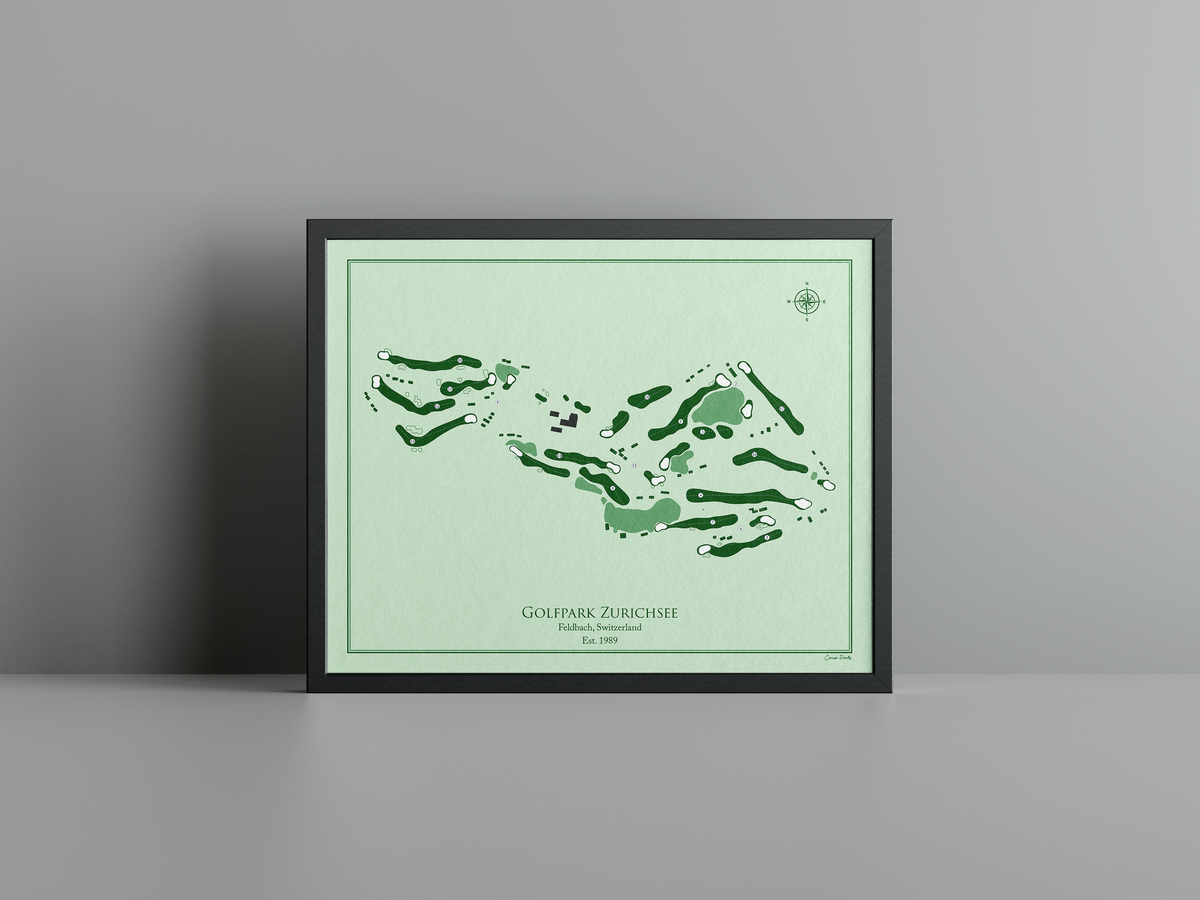 Golfpark Zurichsee golf course print, green frame