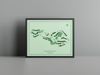 Golfpark Zurichsee golf course print, green frame