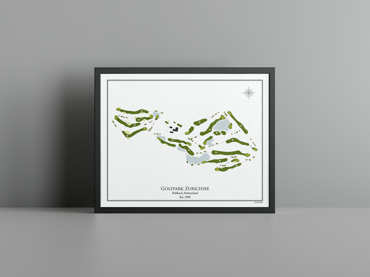 Golfpark Zurichsee golf course print, white frame