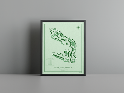 Green Eagles Golf Course golf course print, green frame