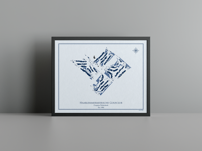 Haarlemmermeersche Golf Club golf course print, blue frame