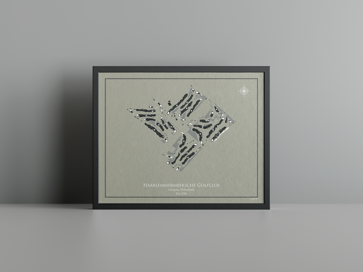 Haarlemmermeersche Golf Club golf course print, brown frame