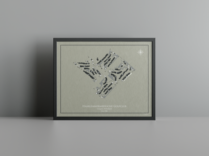Haarlemmermeersche Golf Club golf course print, brown frame