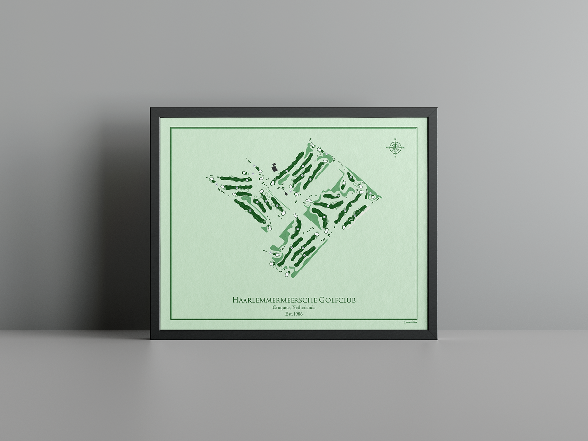 Haarlemmermeersche Golf Club golf course print, green frame