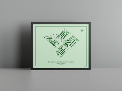 Haarlemmermeersche Golf Club golf course print, green frame