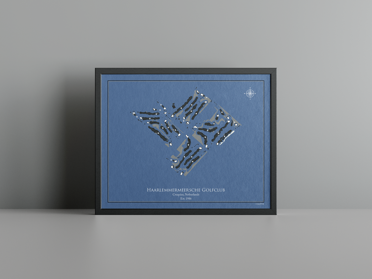 Haarlemmermeersche Golf Club golf course print, navy frame