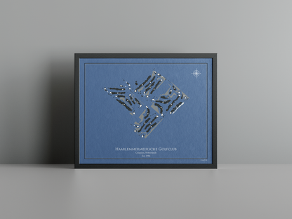 Haarlemmermeersche Golf Club golf course print, navy frame