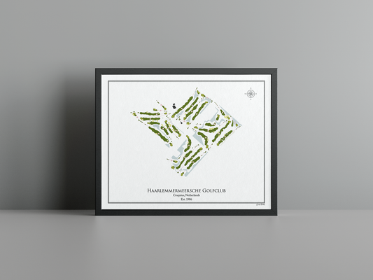 Haarlemmermeersche Golf Club golf course print, white frame