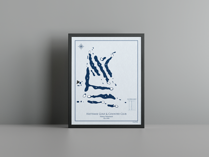 Hattemse Golf & Country Club golf course print, blue frame