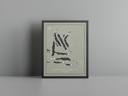 Hattemse Golf & Country Club golf course print, brown frame