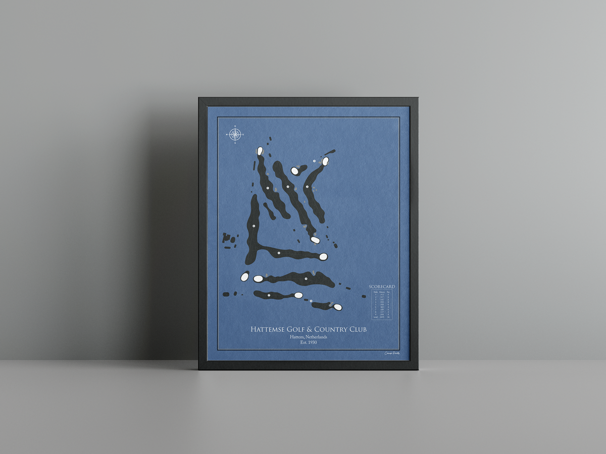 Hattemse Golf & Country Club golf course print, navy frame