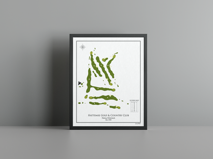 Hattemse Golf & Country Club golf course print, white frame