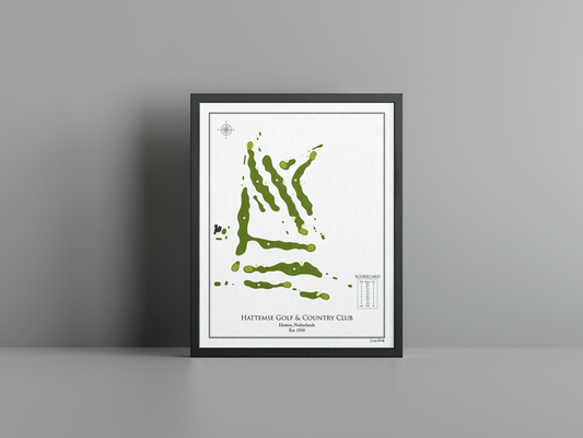 Hattemse Golf & Country Club golf course print, white frame