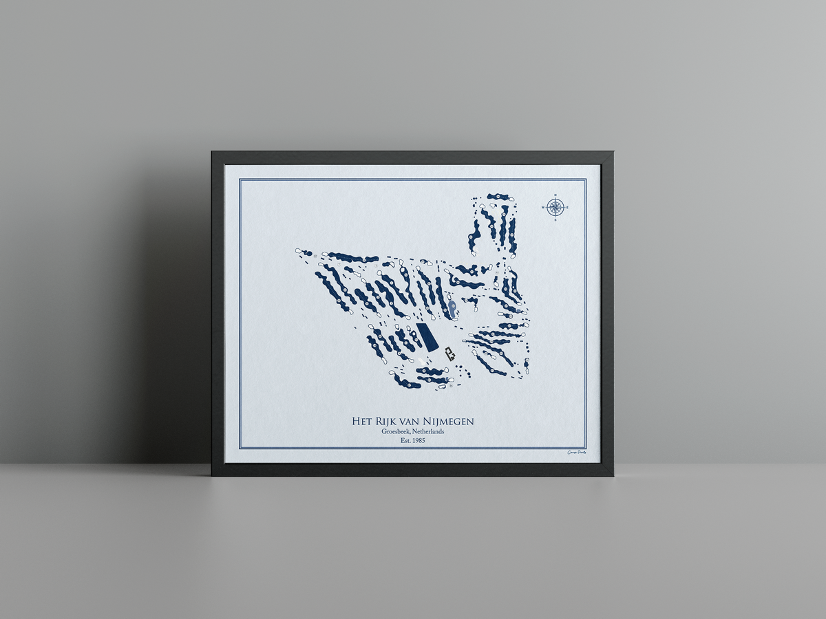 Het Rijk van Nijmegen golf course print, blue frame
