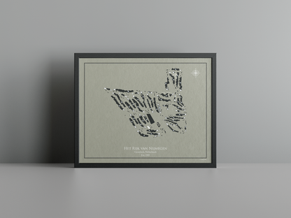 Het Rijk van Nijmegen golf course print, brown frame