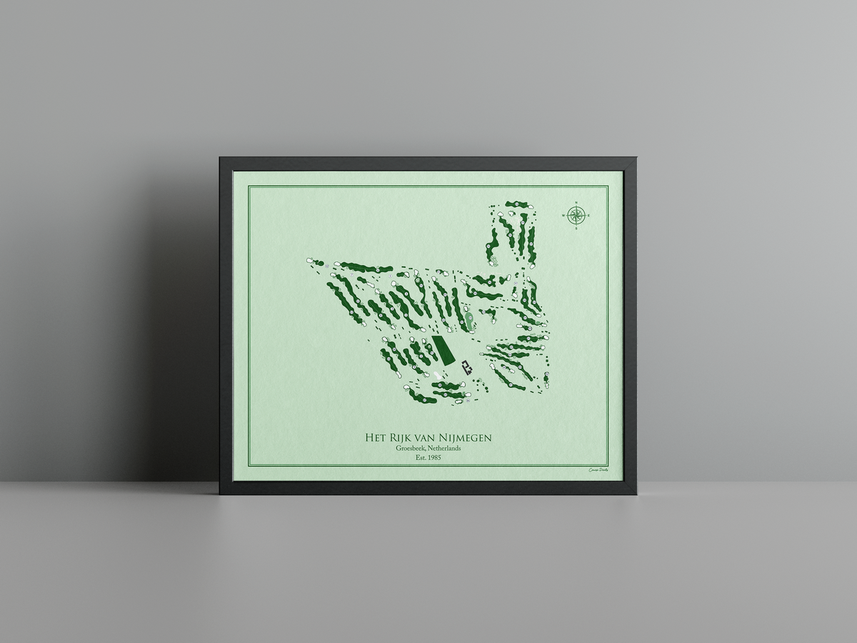 Het Rijk van Nijmegen golf course print, green frame