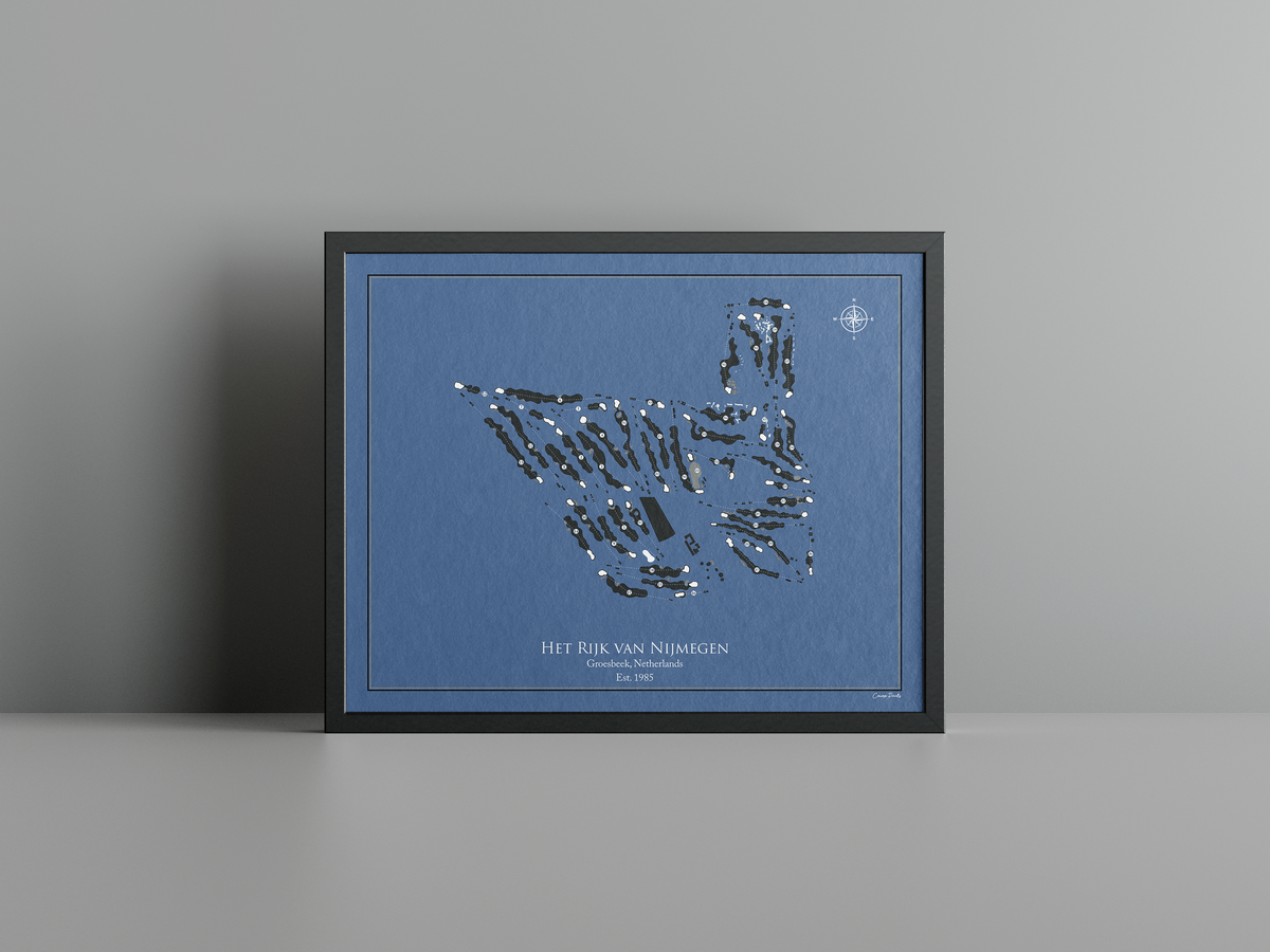 Het Rijk van Nijmegen golf course print, navy frame