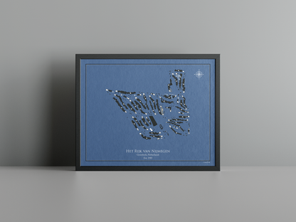 Het Rijk van Nijmegen golf course print, navy frame
