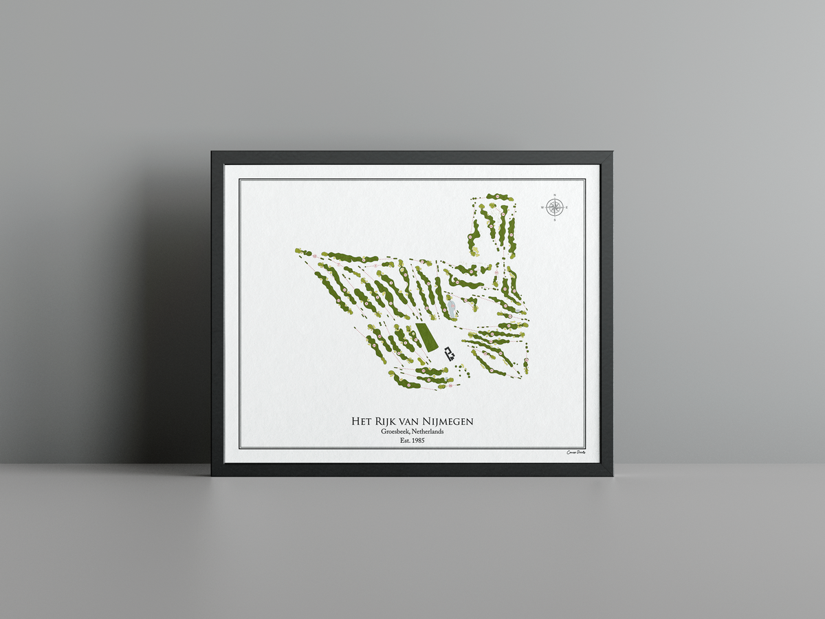 Het Rijk van Nijmegen golf course print, white frame