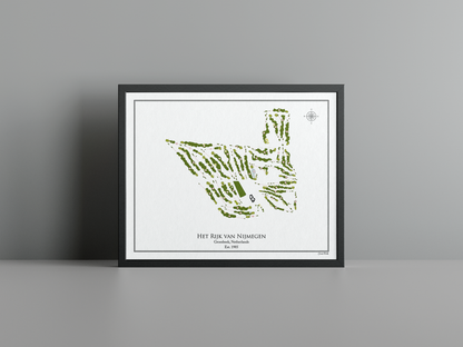Het Rijk van Nijmegen golf course print, white frame