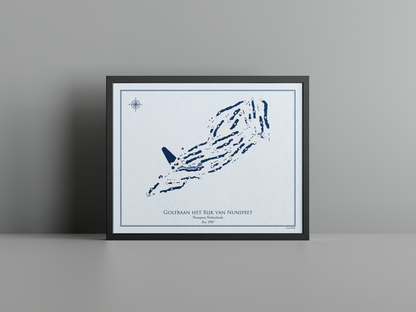 Het Rijk van Nunspeet golf course print, blue frame