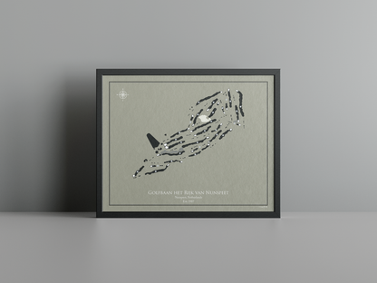 Het Rijk van Nunspeet golf course print, brown frame