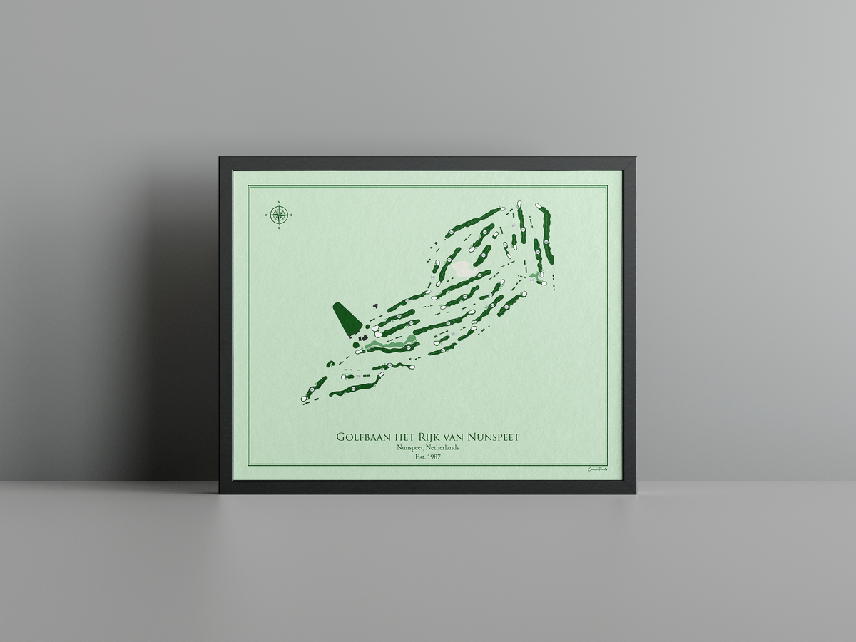 Het Rijk van Nunspeet golf course print, green frame