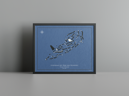 Het Rijk van Nunspeet golf course print, navy frame