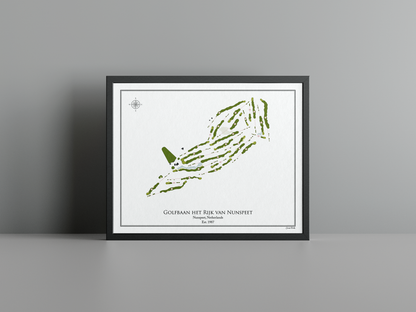 Het Rijk van Nunspeet golf course print, white frame