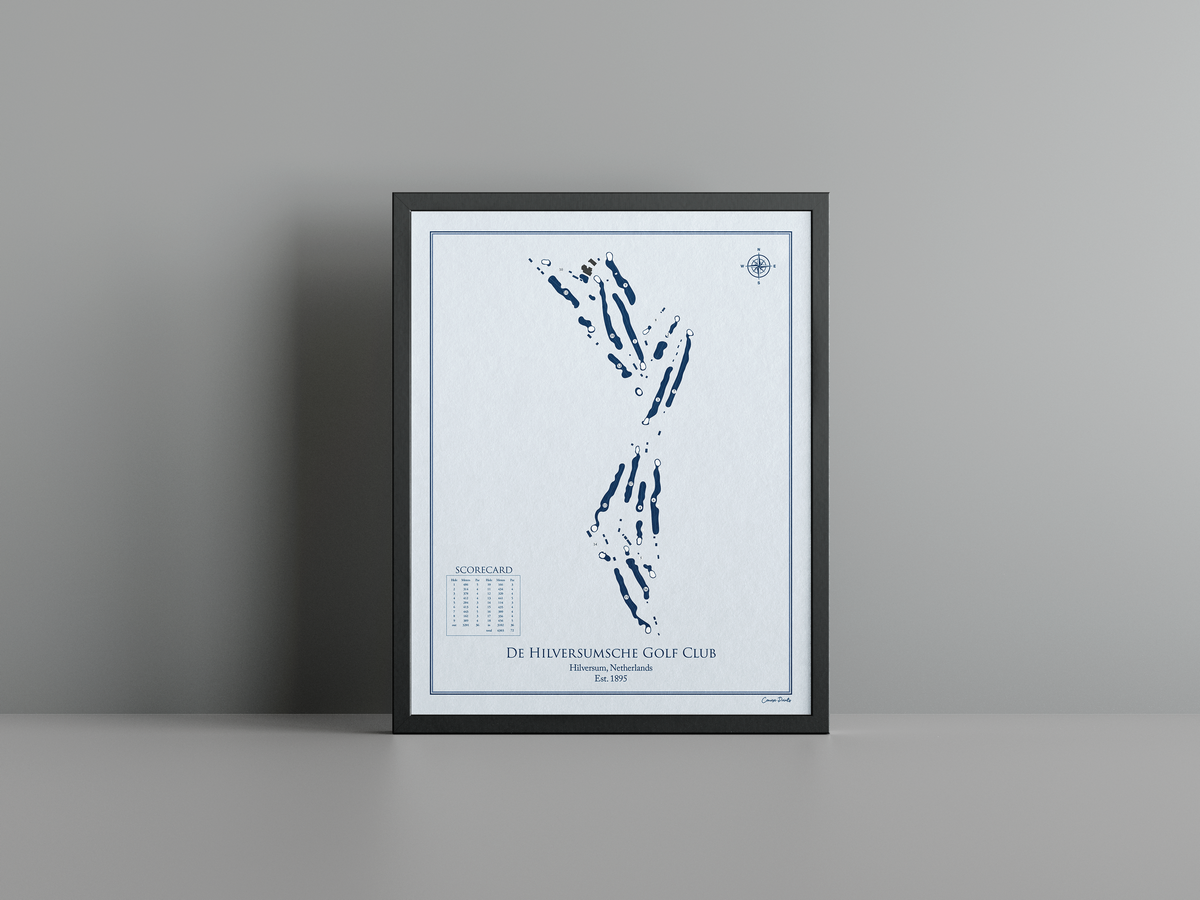 Hilversumsche Golf Club golf course print, blue frame