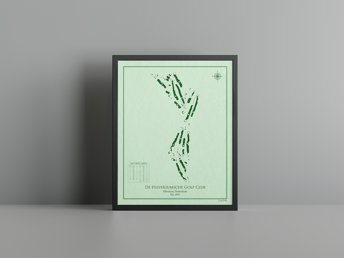 Hilversumsche Golf Club golf course print, green frame