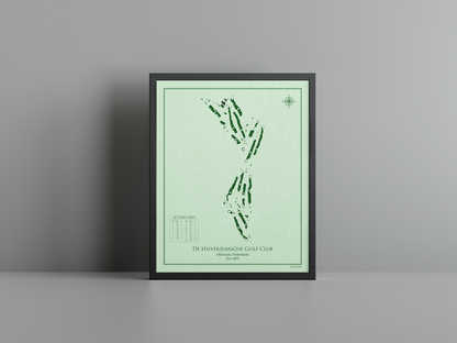 Hilversumsche Golf Club golf course print, green frame