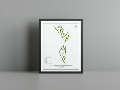 Hilversumsche Golf Club golf course print, white frame