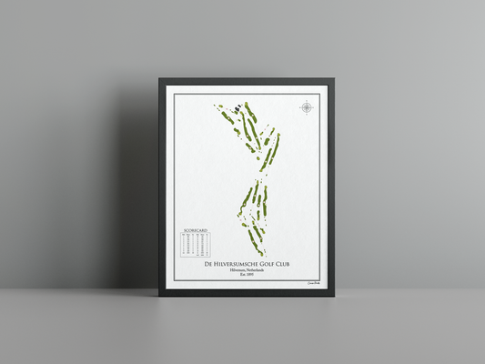 Hilversumsche Golf Club golf course print, white frame