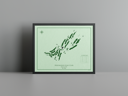 Holywood Golf Club golf course print, green frame