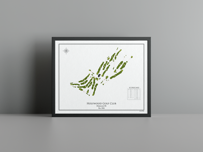 Holywood Golf Club golf course print, white frame