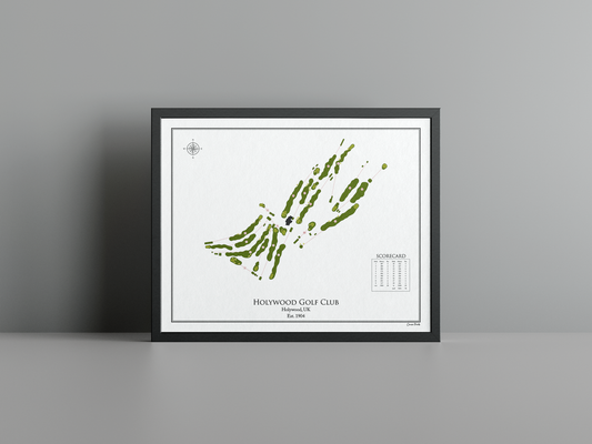Holywood Golf Club golf course print, white frame