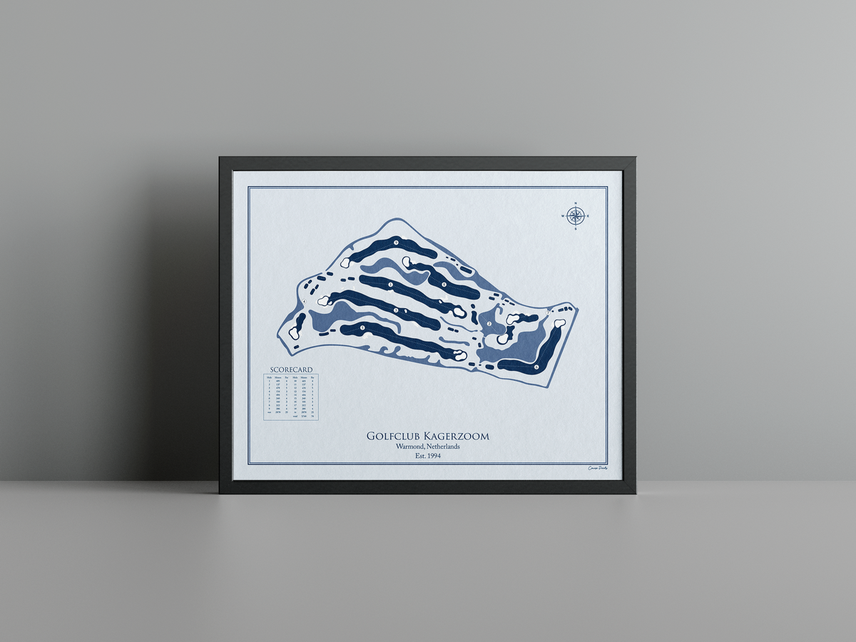 Kagerzoom Golf Club golf course print, blue frame