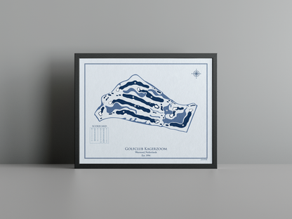 Kagerzoom Golf Club golf course print, blue frame