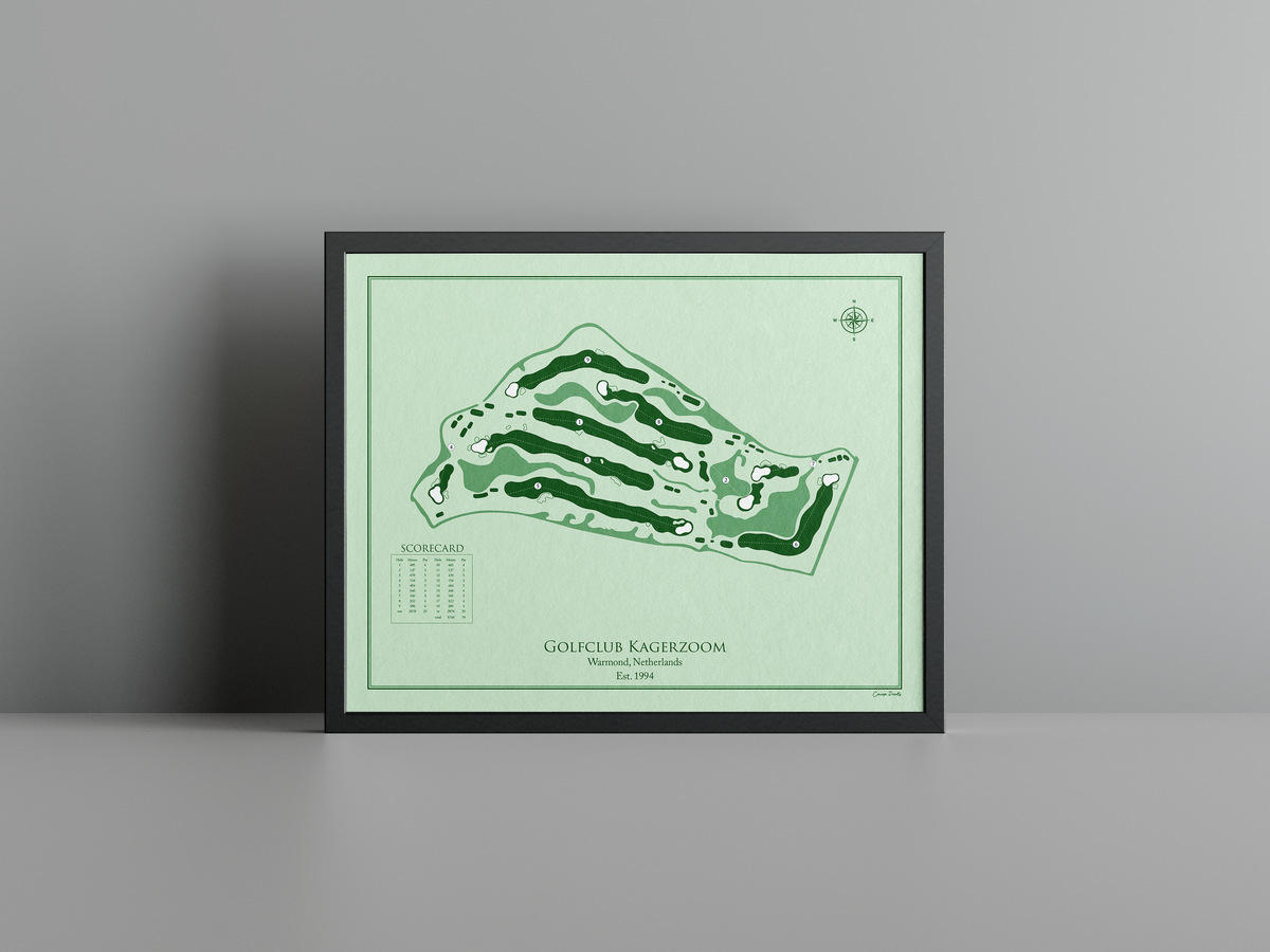 Kagerzoom Golf Club golf course print, green frame